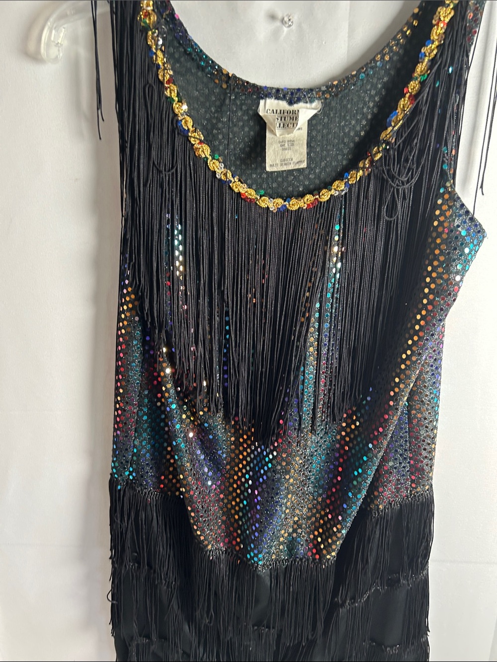California Stone Black Sequin Fringe Tank Top